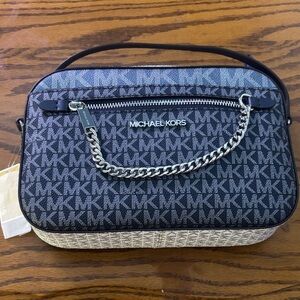 Michael Kors Black and Gray Chain Shoulder Bag